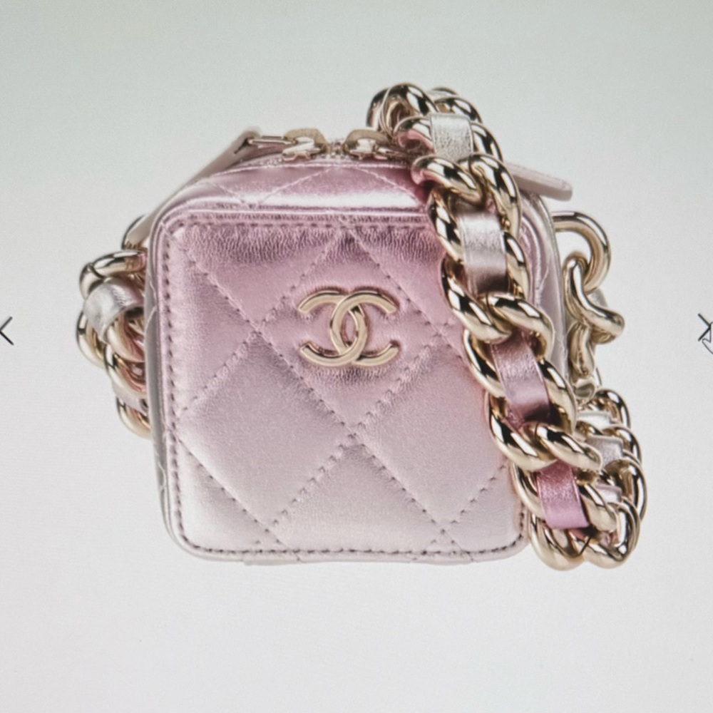 Chanel Metallic Pink Quilted Mini coco punk cube Bag with Chain - Picture 5 of 11